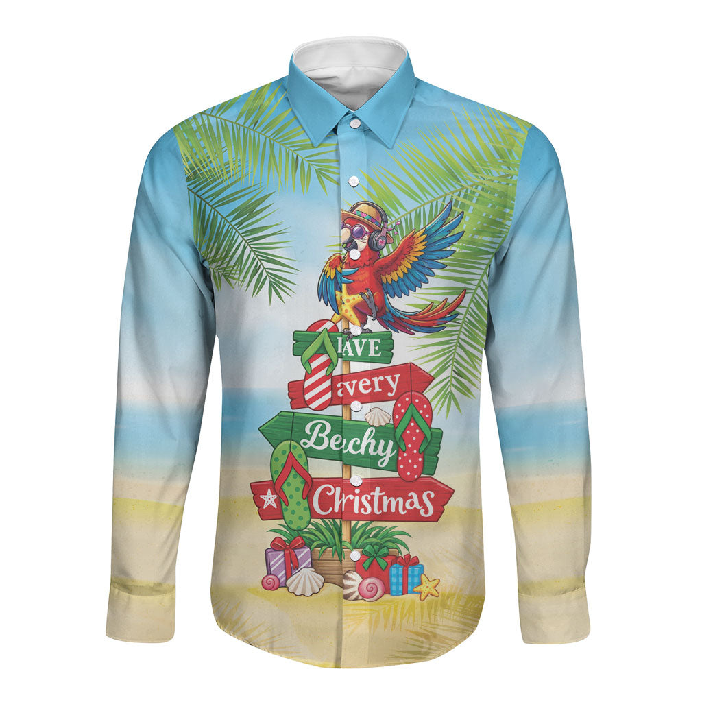Hawaii Christmas Long Sleeve Button Shirt Have A Very Beachy Christmas