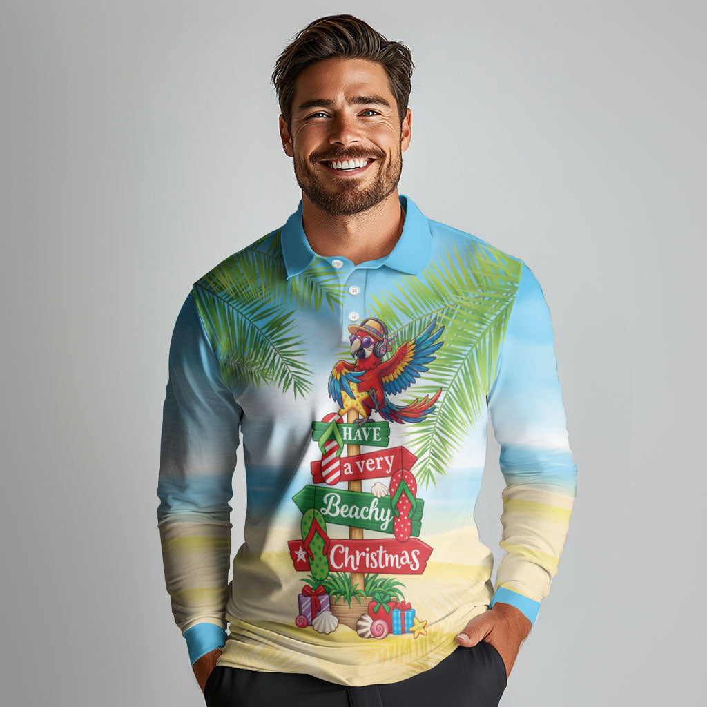 Hawaii Christmas Long Sleeve Polo Shirt Have A Very Beachy Christmas