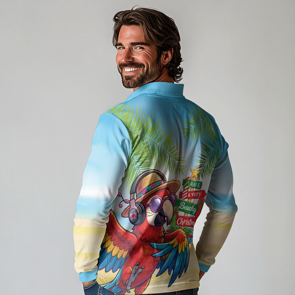 Hawaii Christmas Long Sleeve Polo Shirt Have A Very Beachy Christmas