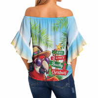 Hawaii Christmas Off Shoulder Wrap Waist Top Have A Very Beachy Christmas
