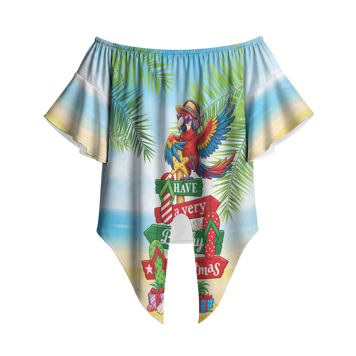 Hawaii Christmas Off Shoulder Wrap Waist Top Have A Very Beachy Christmas