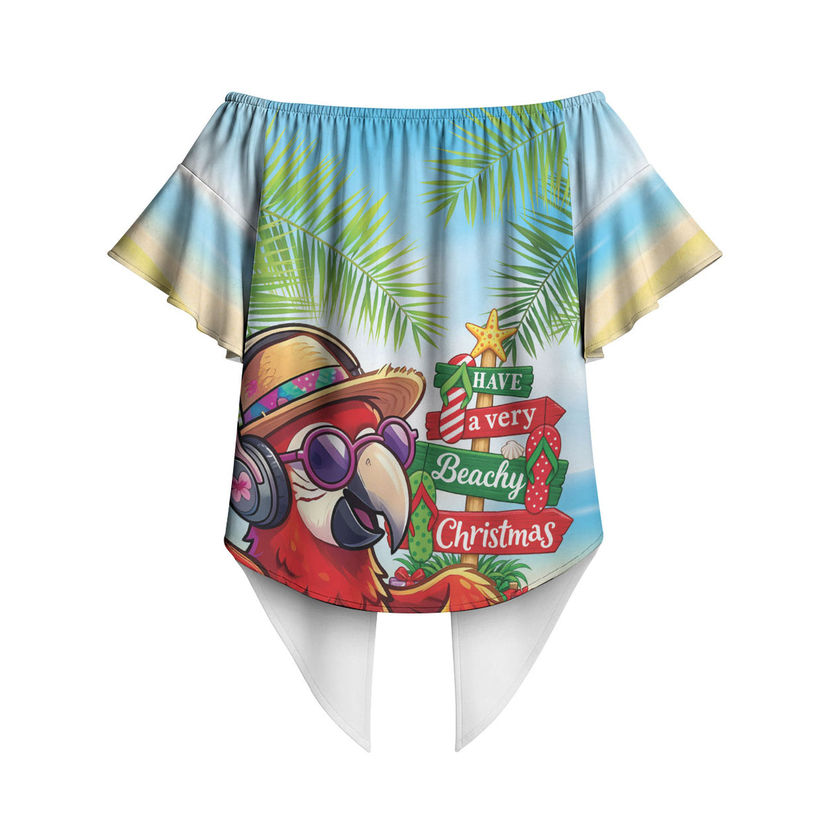 Hawaii Christmas Off Shoulder Wrap Waist Top Have A Very Beachy Christmas