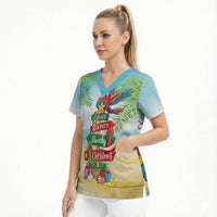 Hawaii Christmas Scrub Top Have A Very Beachy Christmas