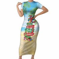 Hawaii Christmas Short Sleeve Bodycon Dress Have A Very Beachy Christmas