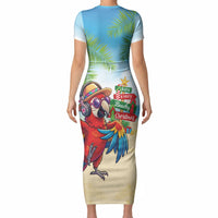 Hawaii Christmas Short Sleeve Bodycon Dress Have A Very Beachy Christmas