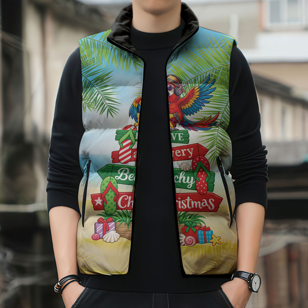 Hawaii Christmas Sleeveless Puffer Jacket Have A Very Beachy Christmas