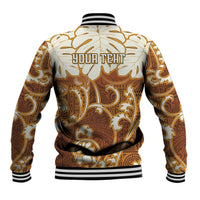Personalized Fiji Spring Break Baseball Jacket Fijian Tapa Pattern Brown LT05 - Polynesian Pride