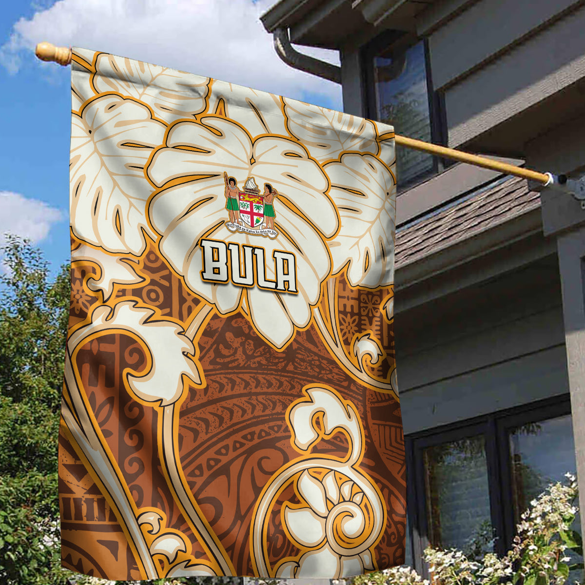 Fiji Spring Break Garden Flag Fijian Tapa Pattern Brown LT05 - Polynesian Pride