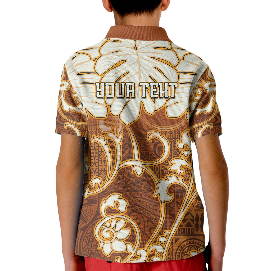 Personalized Fiji Spring Break Kid Polo Shirt Fijian Tapa Pattern Brown LT05 - Polynesian Pride