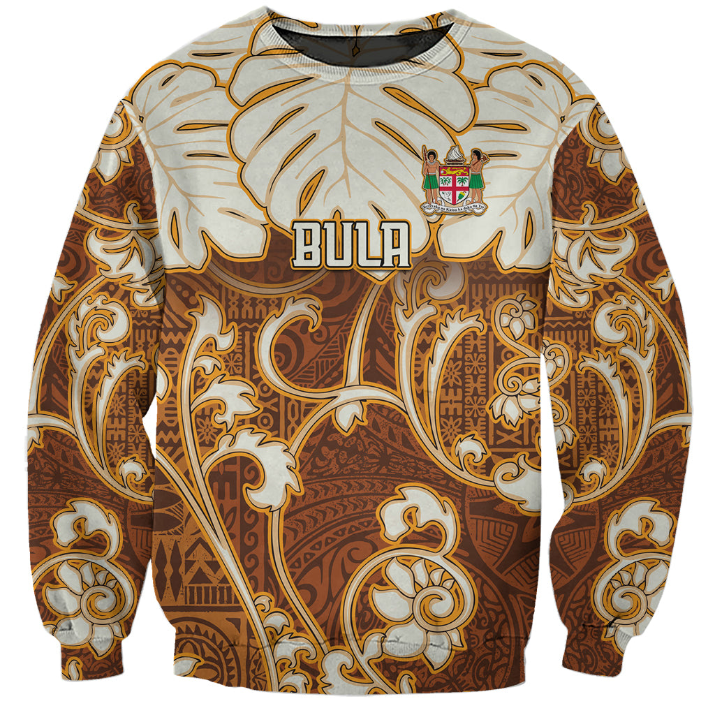 Personalized Fiji Spring Break Sweatshirt Fijian Tapa Pattern Brown LT05 Unisex Brown - Polynesian Pride