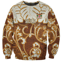 Personalized Fiji Spring Break Sweatshirt Fijian Tapa Pattern Brown LT05 Unisex Brown - Polynesian Pride