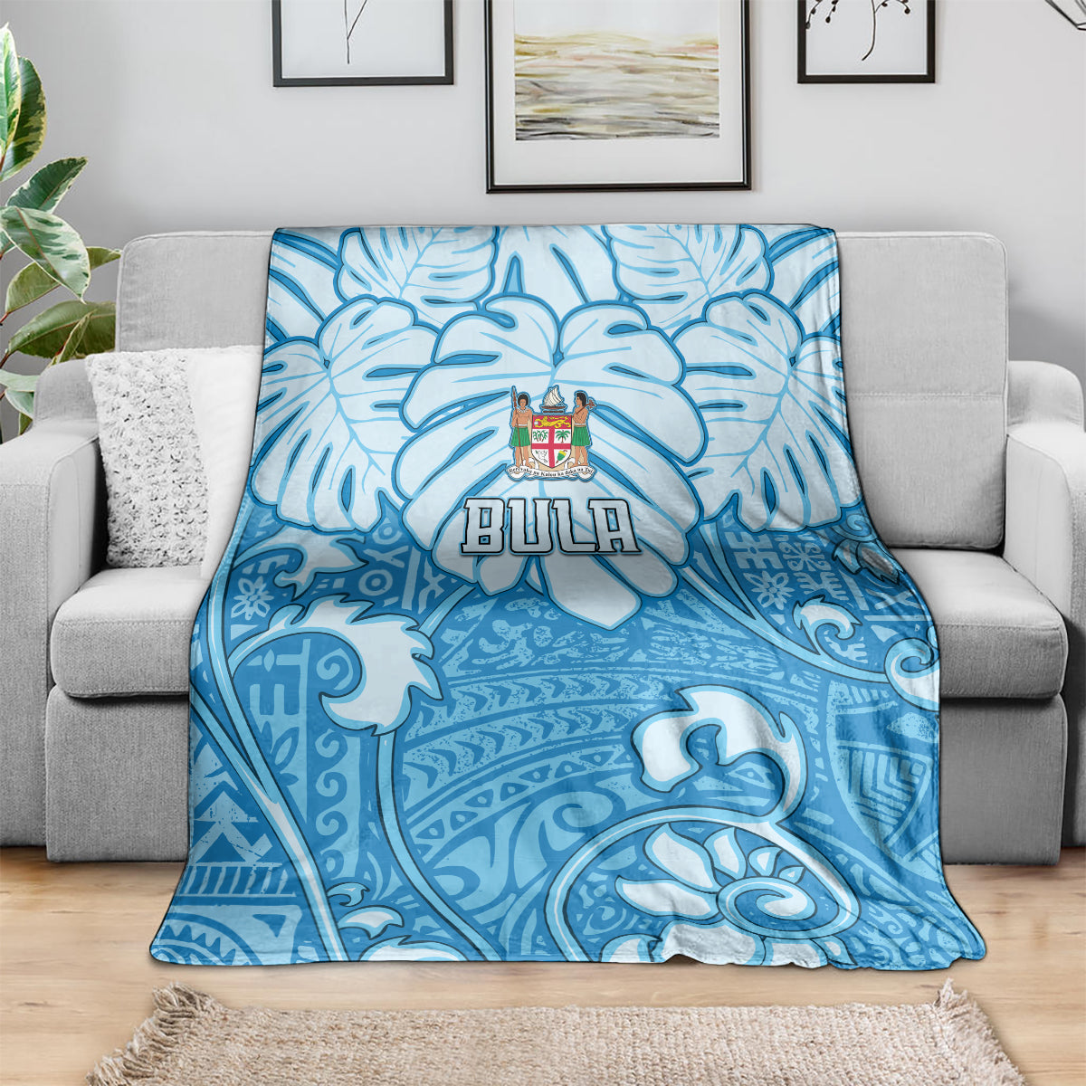 Fiji Spring Break Blanket Fijian Tapa Pattern Blue LT05 - Polynesian Pride