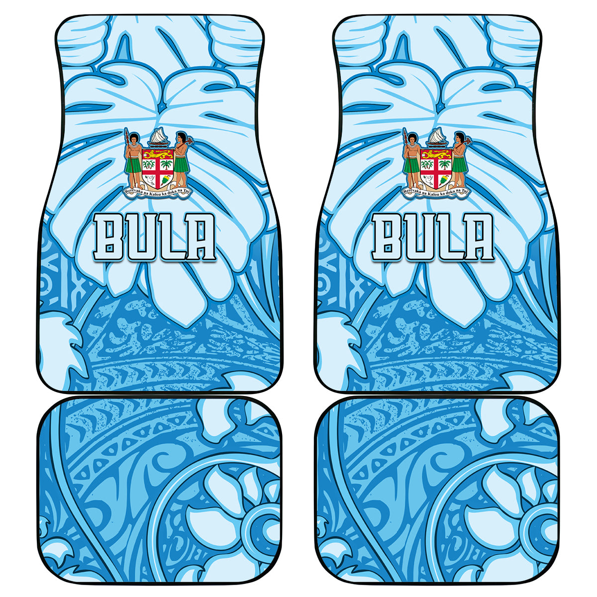 Fiji Spring Break Car Mats Fijian Tapa Pattern Blue LT05 Blue - Polynesian Pride