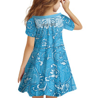 Personalized Fiji Spring Break Family Matching Short Sleeve Bodycon Dress and Hawaiian Shirt Fijian Tapa Pattern Blue LT05 - Polynesian Pride