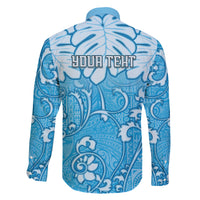 Personalized Fiji Spring Break Family Matching Short Sleeve Bodycon Dress and Hawaiian Shirt Fijian Tapa Pattern Blue LT05 - Polynesian Pride