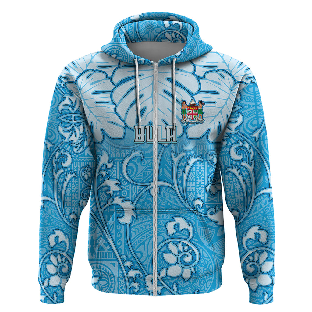 Personalized Fiji Spring Break Hoodie Fijian Tapa Pattern Blue LT05 - Polynesian Pride