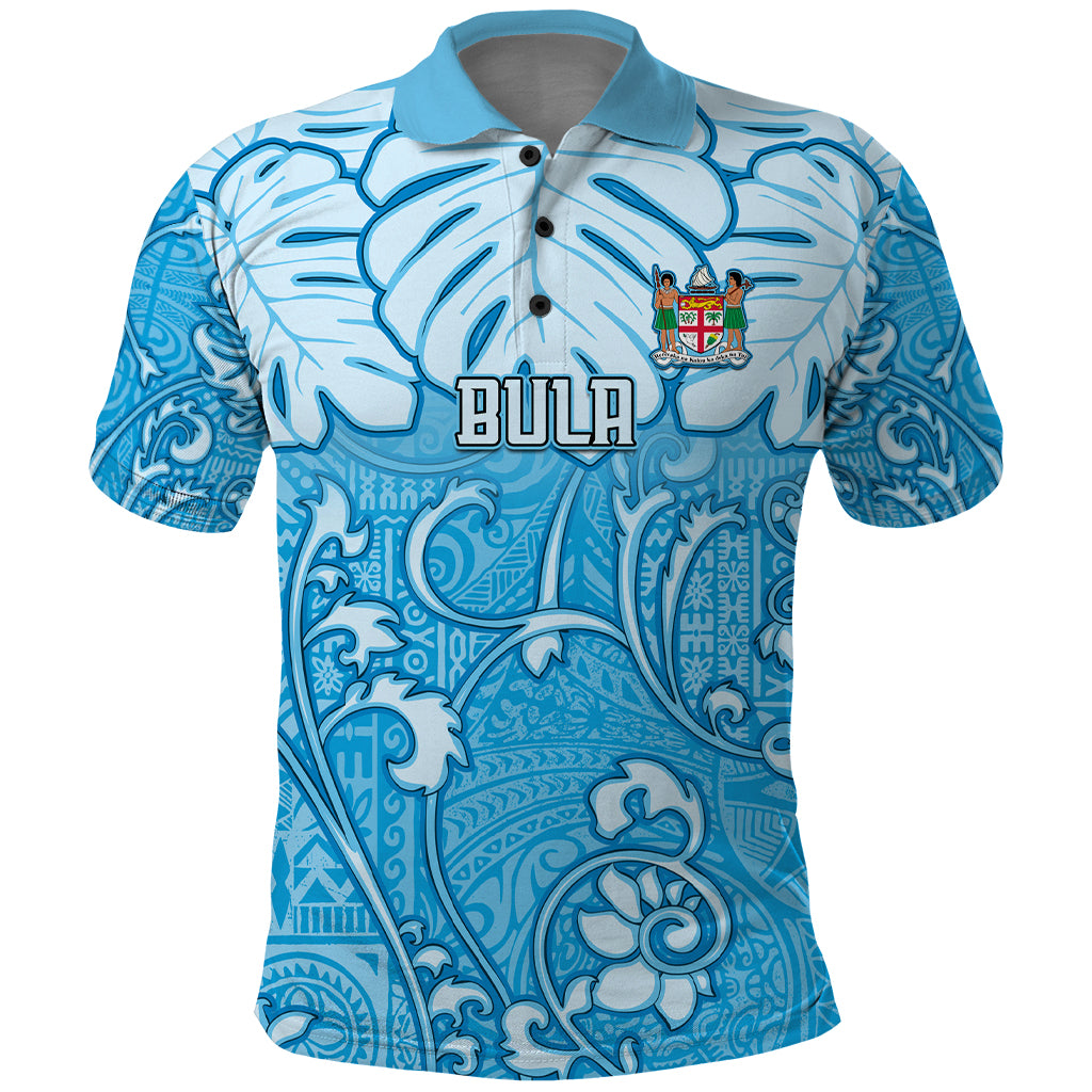 Personalized Fiji Spring Break Polo Shirt Fijian Tapa Pattern Blue LT05 Blue - Polynesian Pride