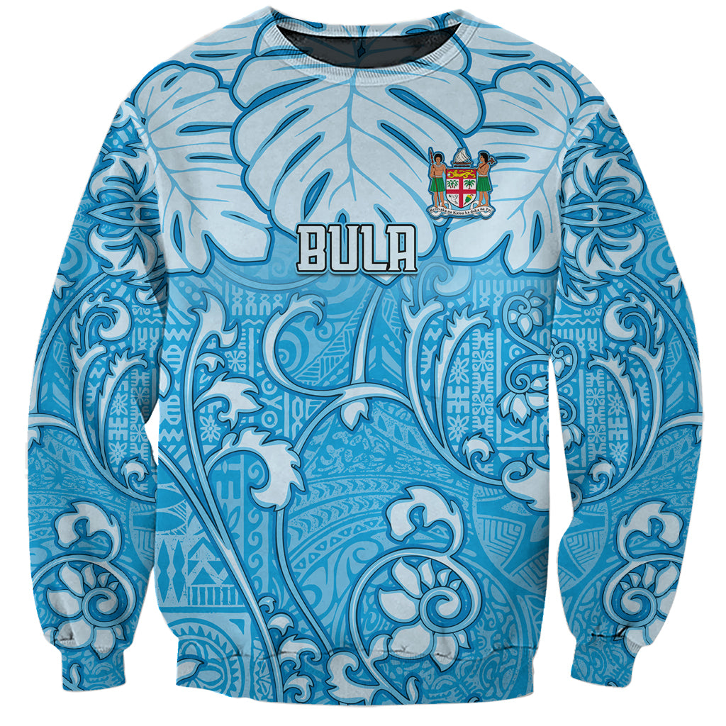 Personalized Fiji Spring Break Sweatshirt Fijian Tapa Pattern Blue LT05 Unisex Blue - Polynesian Pride