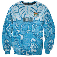 Personalized Fiji Spring Break Sweatshirt Fijian Tapa Pattern Blue LT05 Unisex Blue - Polynesian Pride