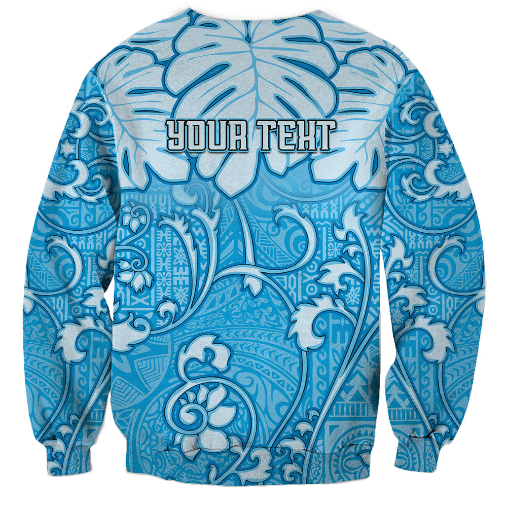Personalized Fiji Spring Break Sweatshirt Fijian Tapa Pattern Blue LT05 - Polynesian Pride