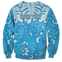 Personalized Fiji Spring Break Sweatshirt Fijian Tapa Pattern Blue LT05 - Polynesian Pride