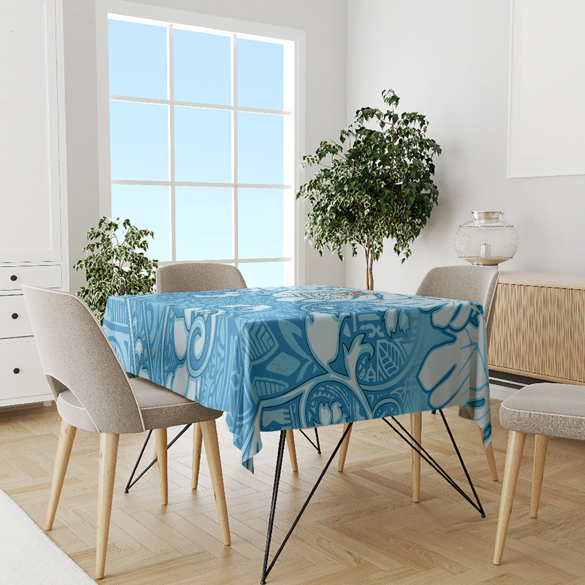 Fiji Spring Break Tablecloth Fijian Tapa Pattern Blue LT05 - Polynesian Pride