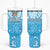 Personalized Fiji Spring Break Tumbler With Handle Fijian Tapa Pattern Blue