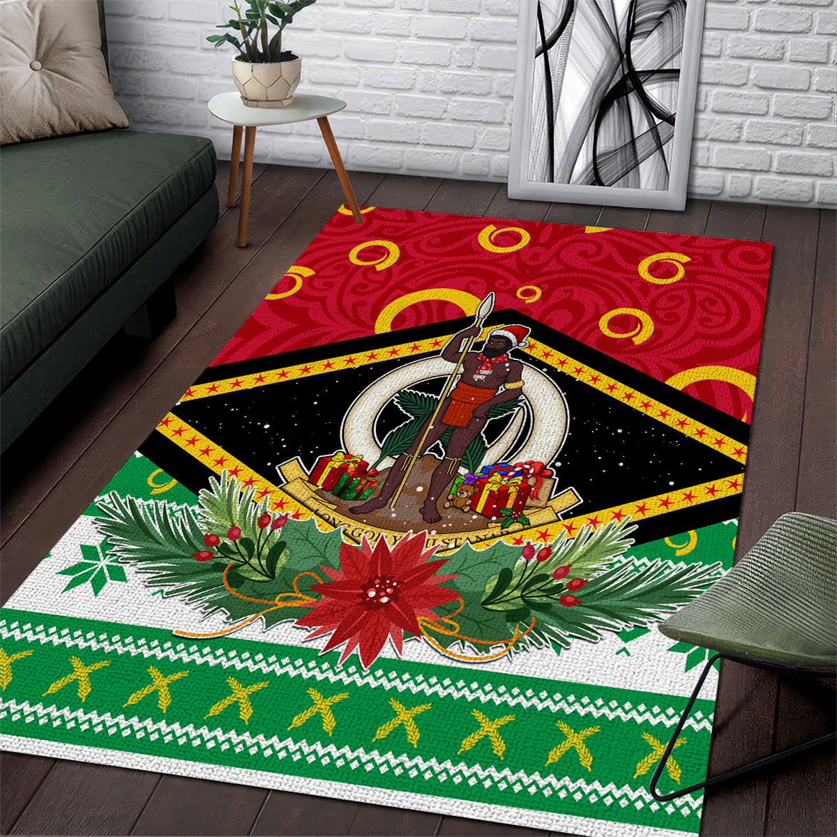 Vanuatu Christmas Area Rug Santa God Yumi LT05 Red - Polynesian Pride