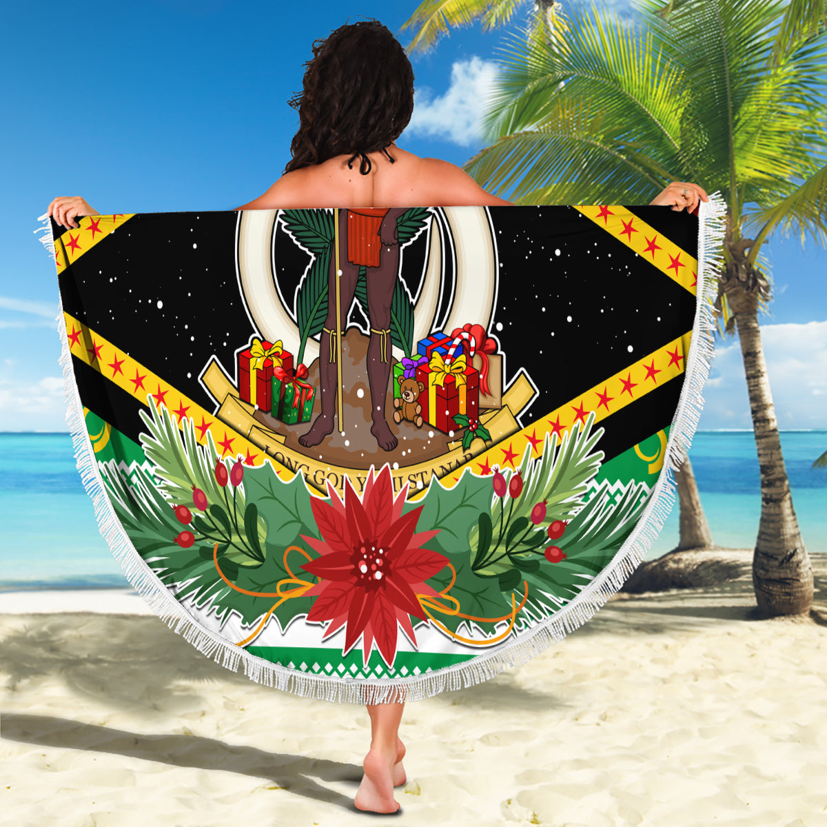 Vanuatu Christmas Beach Blanket Santa God Yumi LT05 - Wonder Print Shop