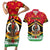 Personalized Vanuatu Christmas Couples Matching Short Sleeve Bodycon Dress and Hawaiian Shirt Santa God Yumi LT05 Red - Polynesian Pride