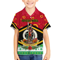 Personalized Vanuatu Christmas Family Matching Off Shoulder Maxi Dress and Hawaiian Shirt Santa God Yumi LT05 Son's Shirt Red - Polynesian Pride