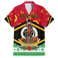 Personalized Vanuatu Christmas Family Matching Puletasi Dress and Hawaiian Shirt Santa God Yumi LT05 Dad's Shirt - Short Sleeve Red - Polynesian Pride