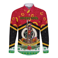 Personalized Vanuatu Christmas Long Sleeve Button Shirt Santa God Yumi LT05 Unisex Red - Polynesian Pride