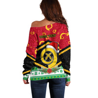 Personalized Vanuatu Christmas Off Shoulder Sweater Santa God Yumi LT05 - Polynesian Pride