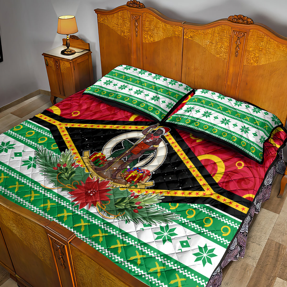 Vanuatu Christmas Quilt Bed Set Santa God Yumi LT05 - Polynesian Pride