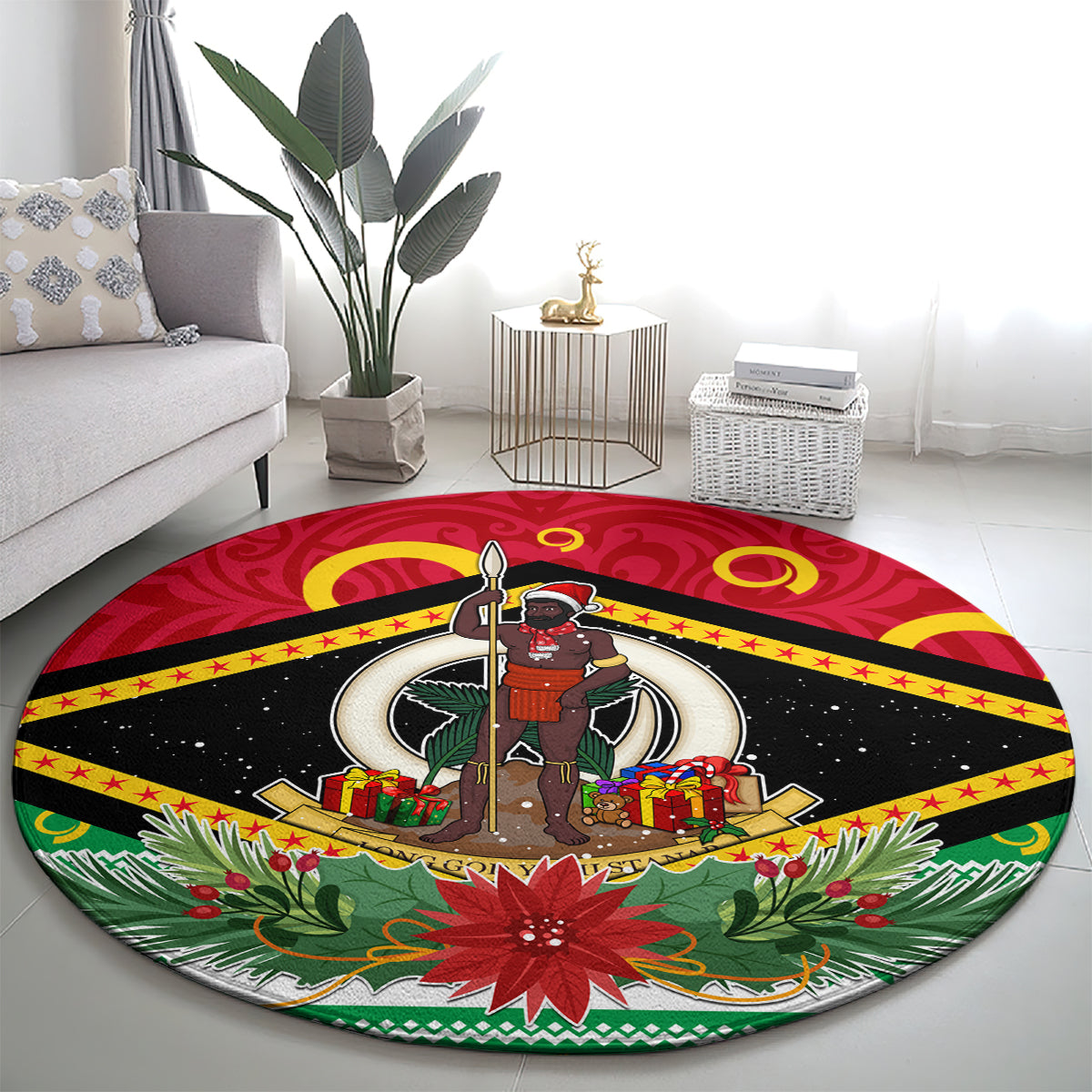 Vanuatu Christmas Round Carpet Santa God Yumi LT05 - Polynesian Pride