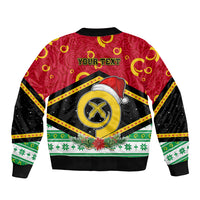 Personalized Vanuatu Christmas Sleeve Zip Bomber Jacket Santa God Yumi LT05 - Polynesian Pride