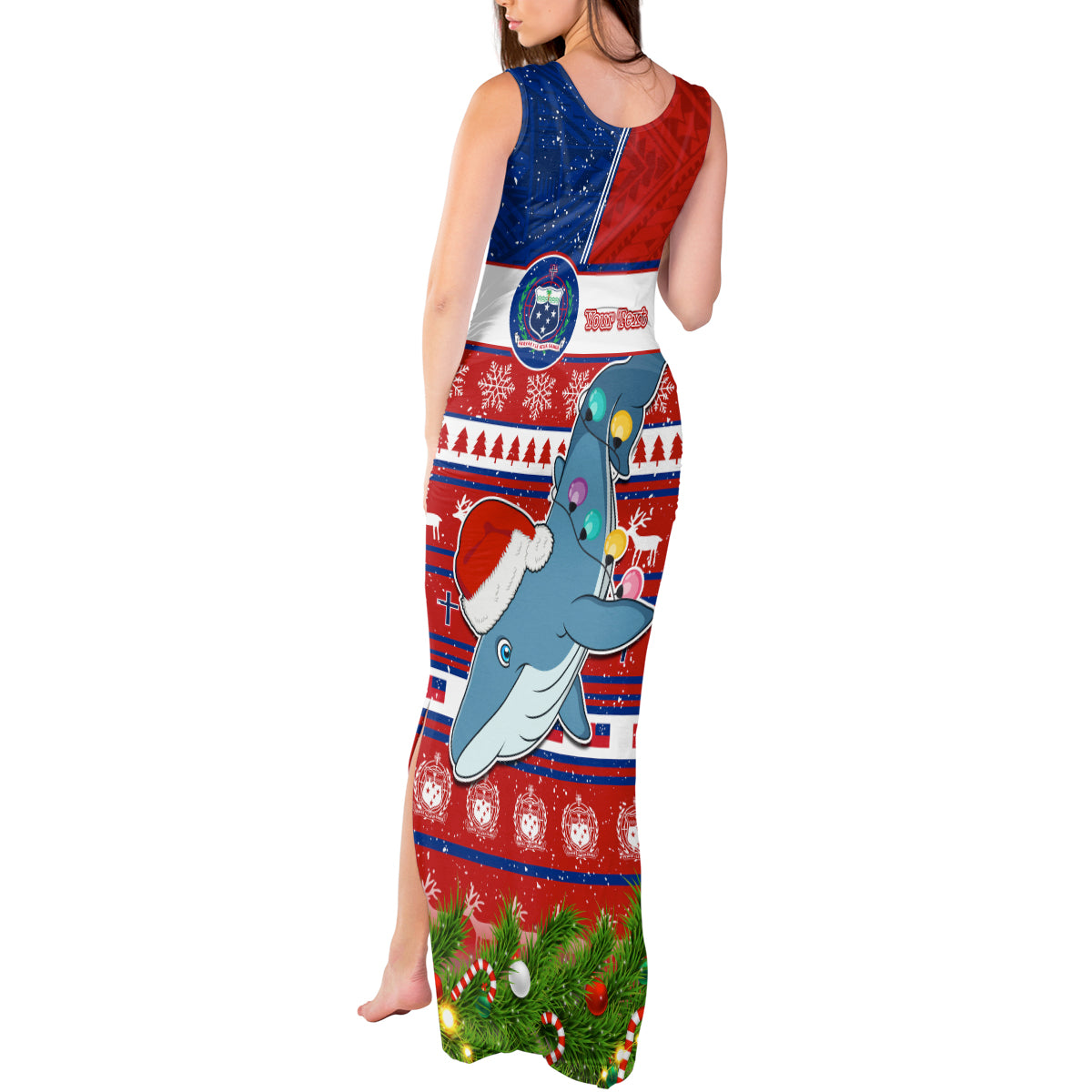 Personalized Samoa Christmas Tank Maxi Dress Santas Whale Manuia Le Kerisimasi LT05 - Polynesian Pride