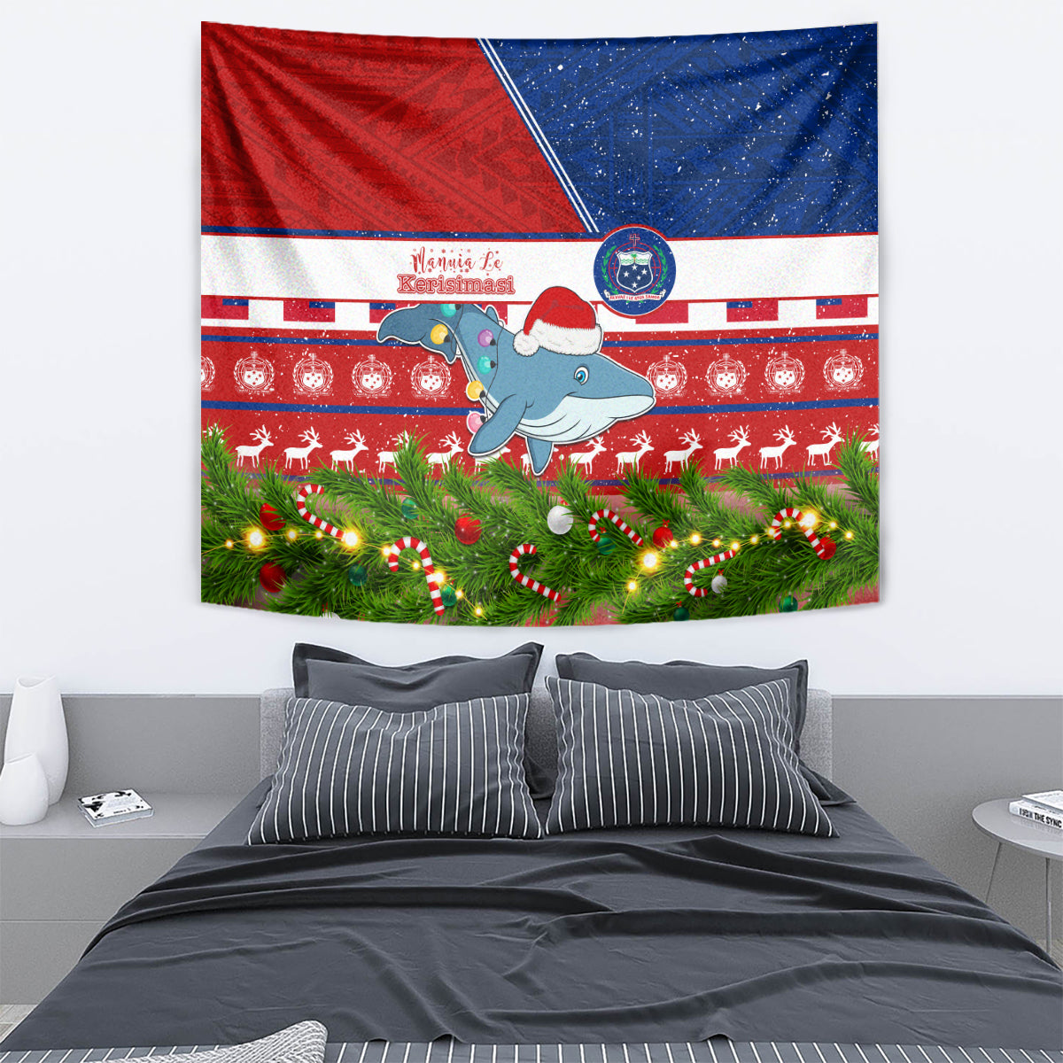 Samoa Christmas Tapestry Santas Whale Manuia Le Kerisimasi LT05 - Polynesian Pride