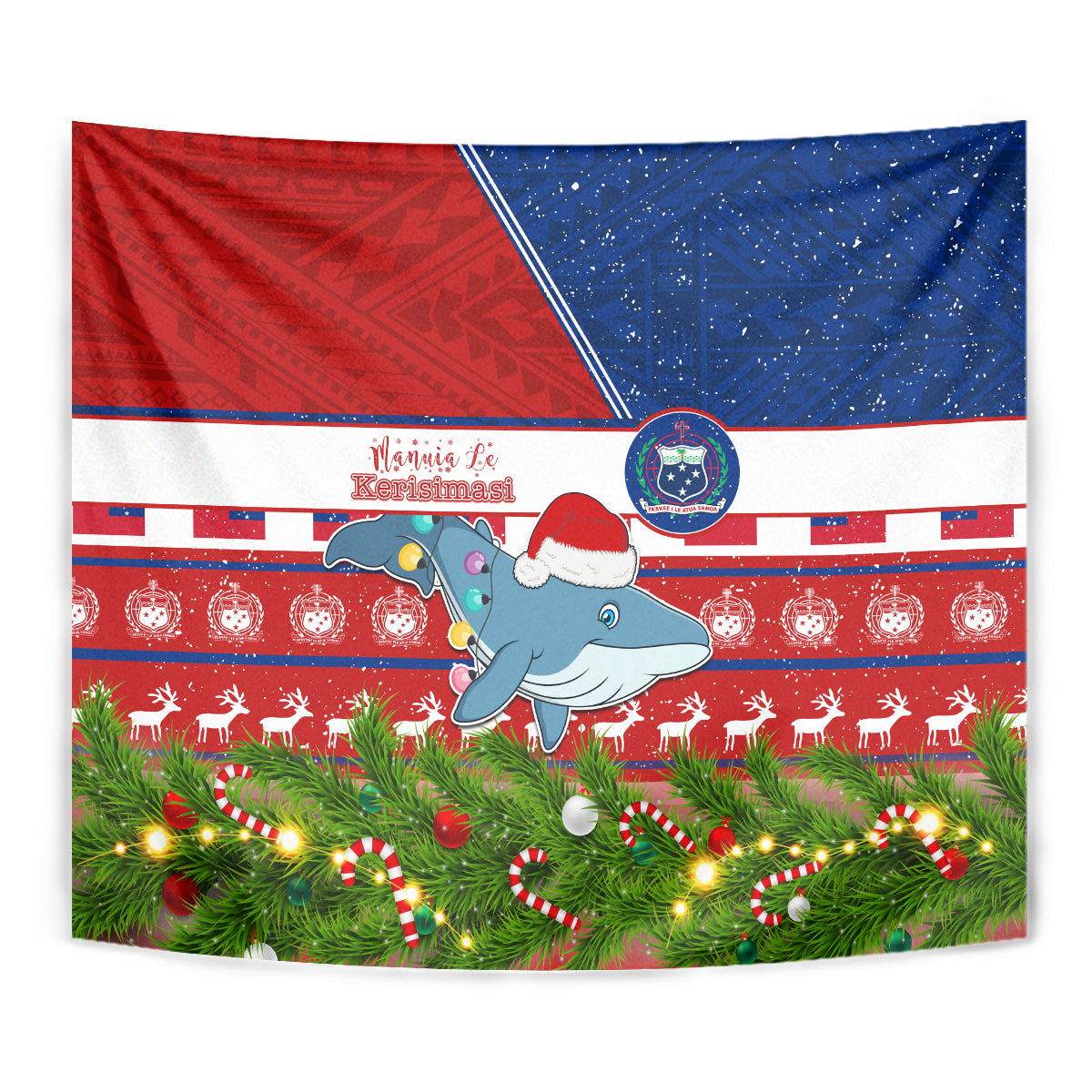 Samoa Christmas Tapestry Santas Whale Manuia Le Kerisimasi LT05 - Polynesian Pride