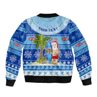 Personalized Fiji Christmas Bomber Jacket Santa Claus Surf Marau Na Kerisimasi LT05 - Polynesian Pride