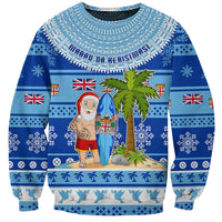 Personalized Fiji Christmas Sweatshirt Santa Claus Surf Marau Na Kerisimasi LT05 Unisex Blue - Polynesian Pride