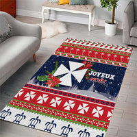 Wallis and Futuna Christmas Area Rug Poinsettia Joyeux Noel