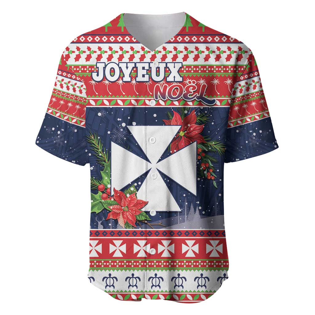 Wallis and Futuna Christmas Baseball Jersey Poinsettia Joyeux Noel LT05 Red - Polynesian Pride