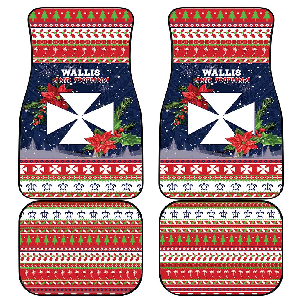Wallis and Futuna Christmas Car Mats Poinsettia Joyeux Noel