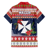 Wallis and Futuna Christmas Family Matching Long Sleeve Bodycon Dress and Hawaiian Shirt Poinsettia Joyeux Noel