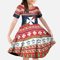 Wallis and Futuna Christmas Family Matching Off The Shoulder Long Sleeve Dress and Hawaiian Shirt Poinsettia Joyeux Noel