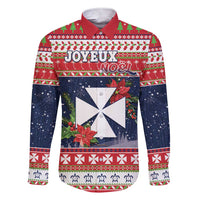 Wallis and Futuna Christmas Family Matching Short Sleeve Bodycon Dress and Hawaiian Shirt Poinsettia Joyeux Noel