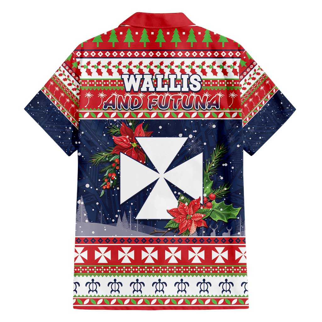 Wallis and Futuna Christmas Family Matching Tank Maxi Dress and Hawaiian Shirt Poinsettia Joyeux Noel