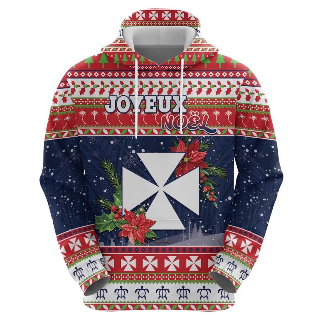 Wallis and Futuna Christmas Hoodie Poinsettia Joyeux Noel
